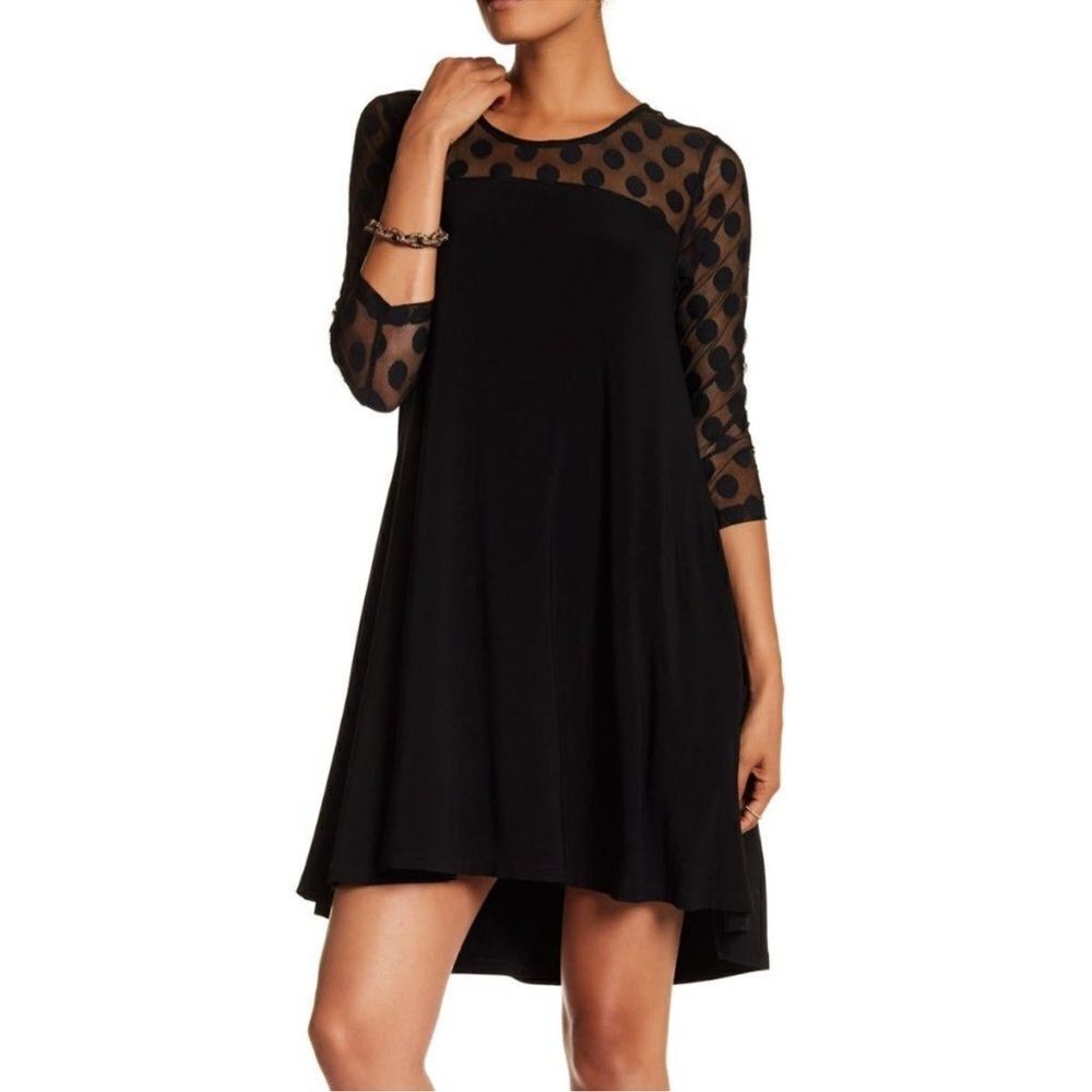 Nina Leonard Black Polka Dot Dress